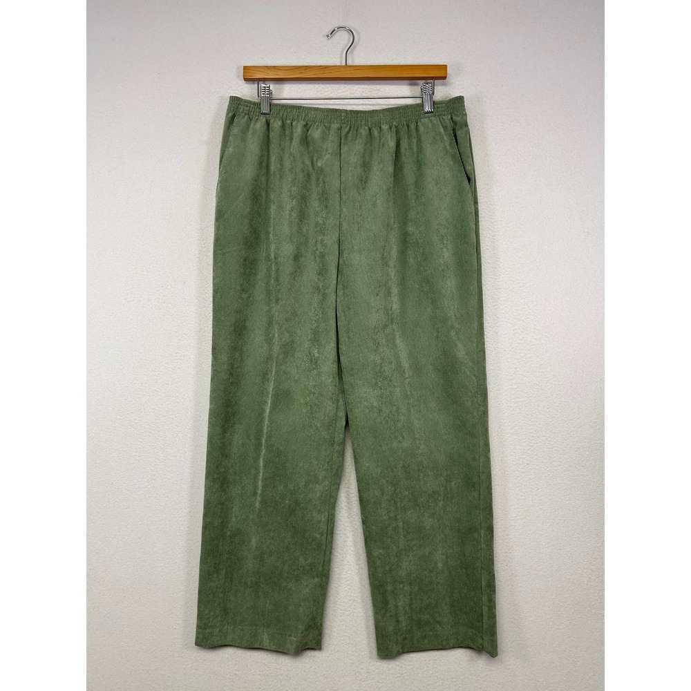 Grandmacore Alfred Dunner Womens 14 Green NWT Corduroy Elastic Waist Pants
